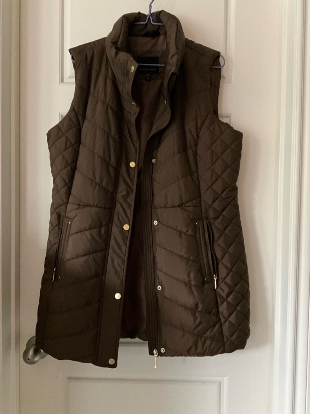 Weatherproof Brown Quilted Vest Women’s Medium Lightweight Sleeveless Jacket